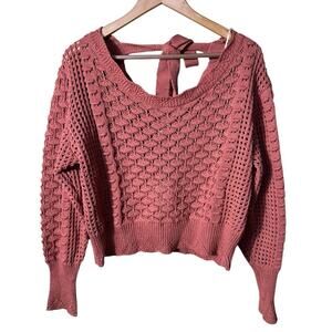 NEW Umgee Rosewood Eyelet Boatneck Sweater Size Medium